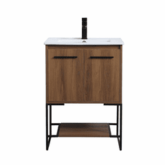 Elegant Gerard 24" Single Bathroom Vanity - Walnut Brown - VF42024WB