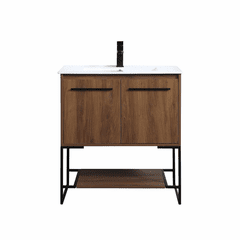 Elegant Gerard 30" Single Bathroom Vanity - Walnut Brown - VF42030WB