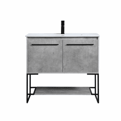 Elegant Gerard 36" Single Bathroom Vanity - Concrete Grey - VF42036CG