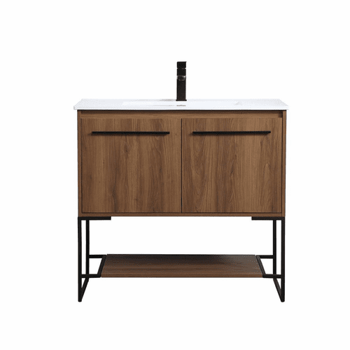 Elegant Gerard 36" Single Bathroom Vanity - Walnut Brown - VF42036WB