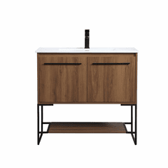 Elegant Gerard 36" Single Bathroom Vanity - Walnut Brown - VF42036WB