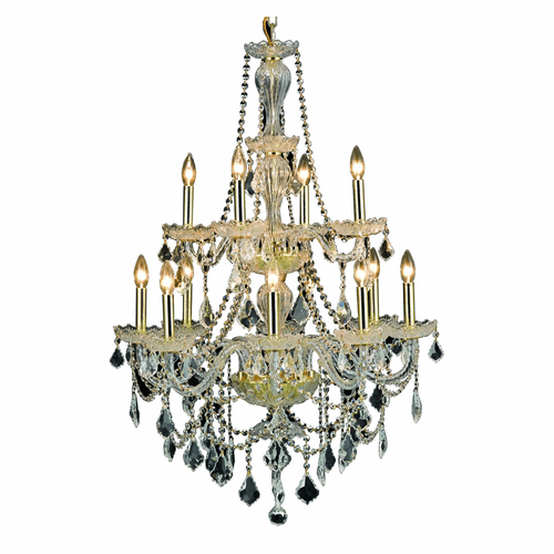 Elegant Giselle 12-LT Gold Chandelier Clear Royal Cut Crystal - V7890D28G/RC