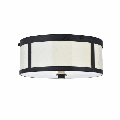 Elegant Hadrian 2-LT 12" Flat Black Flush Mount - Flat Black, White - LD6019