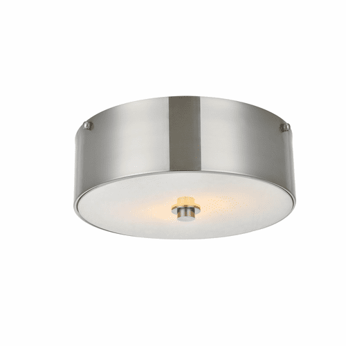 Elegant Hazen 2-LT 12" Burnished Nickel Flush Mount - Burnished Nickel, White - LD6025
