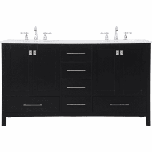 Elegant Irene 60" Double Bathroom Vanity - Black - VF18860DBK