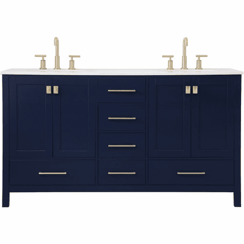 Elegant Irene 60" Double Bathroom Vanity - Blue - VF18860DBL