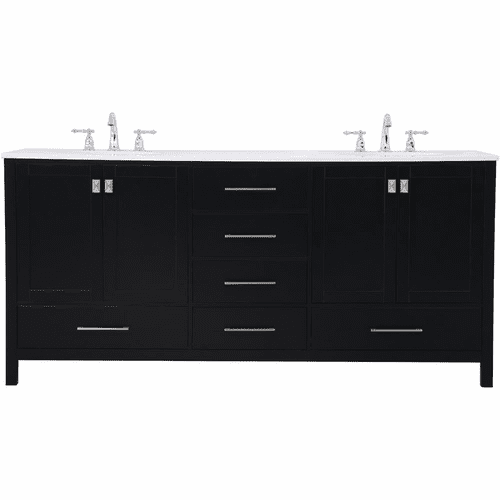 Elegant Irene 72" Double Bathroom Vanity - Black - VF18872DBK