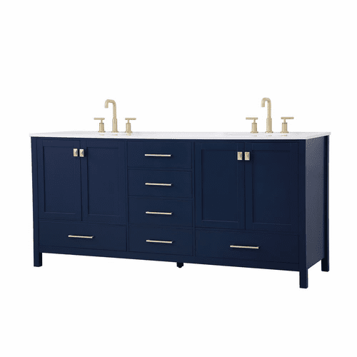 Elegant Irene 72" Double Bathroom Vanity - Blue - VF18872DBL