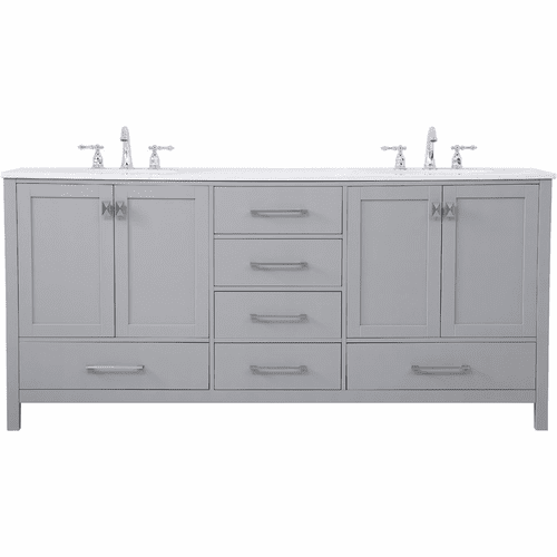 Elegant Irene 72" Double Bathroom Vanity - Gray - VF18872DGR