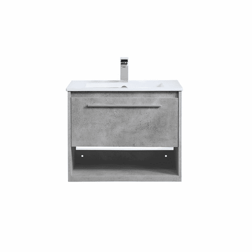 Elegant Kasper 24" Single Bathroom Floating Vanity - Concrete Grey - VF43024CG