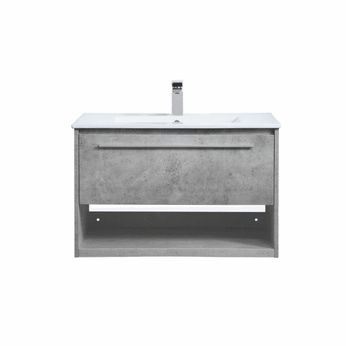 Elegant Kasper 30" Single Bathroom Floating Vanity - Concrete Grey - VF43030CG