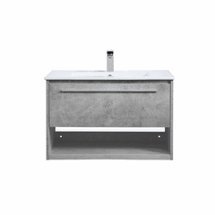 Elegant Kasper 30" Single Bathroom Floating Vanity - Concrete Grey - VF43030CG