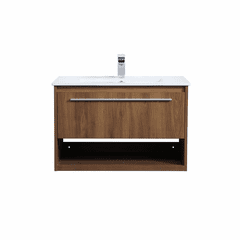 Elegant Kasper 30" Single Bathroom Floating Vanity - Walnut Brown - VF43030WB