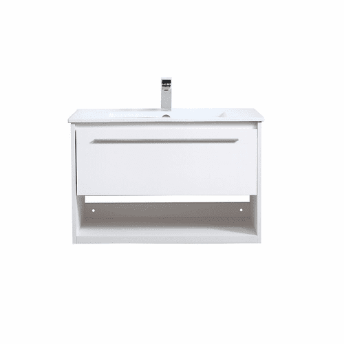 Elegant Kasper 30" Single Bathroom Floating Vanity - White - VF43030WH