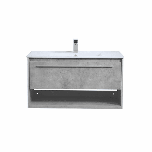 Elegant Kasper 36" Single Bathroom Floating Vanity - Concrete Grey - VF43036CG