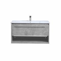 Elegant Kasper 36" Single Bathroom Floating Vanity - Concrete Grey - VF43036CG