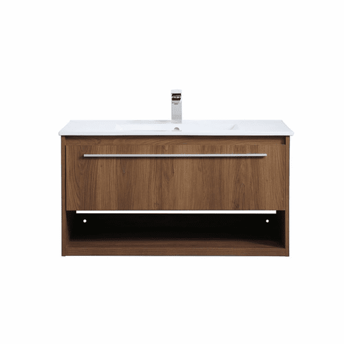 Elegant Kasper 36" Single Bathroom Floating Vanity - Walnut Brown - VF43036WB