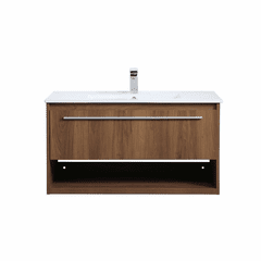 Elegant Kasper 36" Single Bathroom Floating Vanity - Walnut Brown - VF43036WB