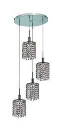 Elegant Lighting Mini 4LT Chrome Pendant - 1284D-R-R-CL/SA