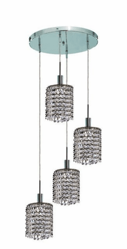 Elegant Lighting Mini 4LT Chrome Pendant - 1284D-R-R-CL/SS
