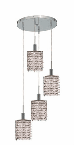 Elegant Lighting Mini 4LT Chrome Pendant - 1284D-R-S-CL/SA