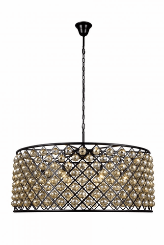 Elegant Madison 10-LT Matte Black Chandelier Golden Teak Royal Cut Crystal - 1214G43MB-GT/RC