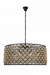 Elegant Madison 10-LT Matte Black Chandelier Golden Teak Royal Cut Crystal - 1214G43MB-GT/RC