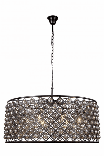 Elegant Madison 10-LT Matte Black Chandelier Silver Shade Royal Cut Crystal - 1214G43MB-SS/RC