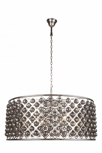 Elegant Madison 10-LT Polished Nickel Chandelier Silver Shade Royal Cut Crystal - 1214G43PN-SS/RC