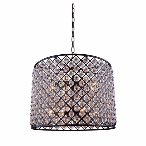 Elegant Madison 12-LT Matte Black Chandelier Clear Royal Cut Crystal - 1204D35MB/RC