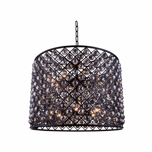 Elegant Madison 12-LT Matte Black Chandelier Silver Shade Royal Cut Crystal - 1206D35MB-SS/RC