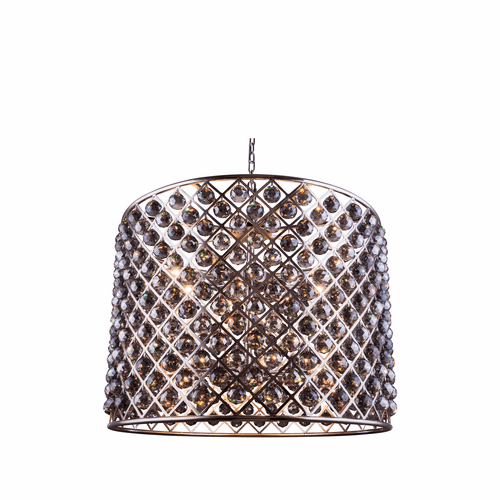 Elegant Madison 12-LT Polished Nickel Chandelier Silver Shade Royal Cut Crystal - 1206D35PN-SS/RC