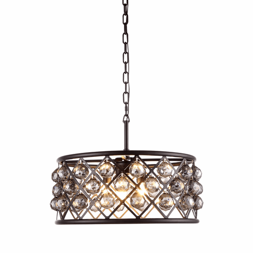 Elegant Madison 5-LT Matte Black Chandelier Silver Shade Royal Cut Crystal - 1214D20MB-SS/RC