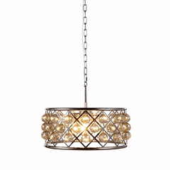 Elegant Madison 5-LT Polished Nickel Chandelier Golden Teak Royal Cut Crystal - 1214D20PN-GT/RC