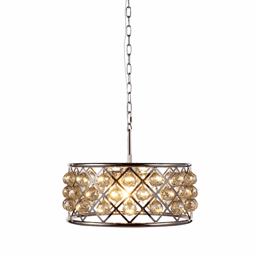 Elegant Madison 5-LT Polished Nickel Chandelier Golden Teak Royal Cut Crystal - 1214D20PN-GT/RC