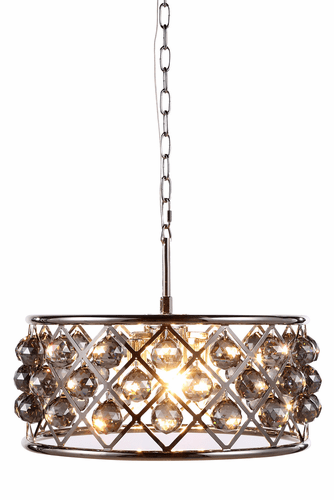 Elegant Madison 5-LT Polished Nickel Chandelier Silver Shade Royal Cut Crystal - 1214D20PN-SS/RC