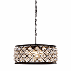 Elegant Madison 6-LT Matte Black Chandelier Clear Royal Cut Crystal - 1214D25MB/RC