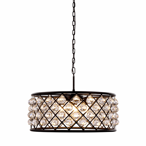 Elegant Madison 6-LT Matte Black Chandelier Clear Royal Cut Crystal - 1214D25MB/RC