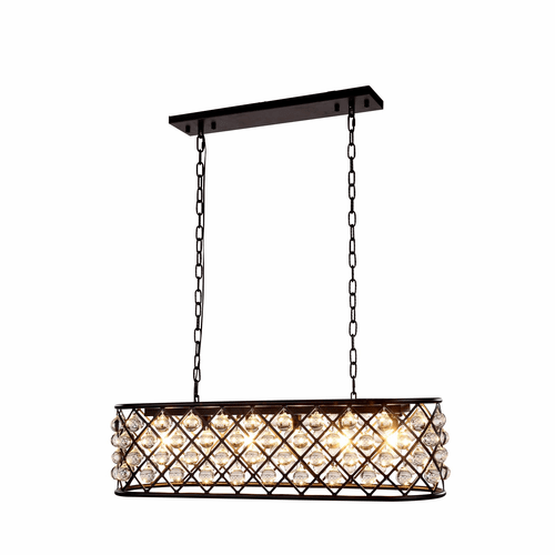 Elegant Madison 6-LT Matte Black Chandelier Clear Royal Cut Crystal - 1215G40MB/RC