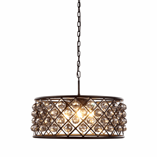 Elegant Madison 6-LT Matte Black Chandelier Silver Shade Royal Cut Crystal - 1214D25MB-SS/RC