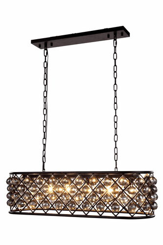 Elegant Madison 6-LT Matte Black Chandelier Silver Shade Royal Cut Crystal - 1216G40MB-SS/RC