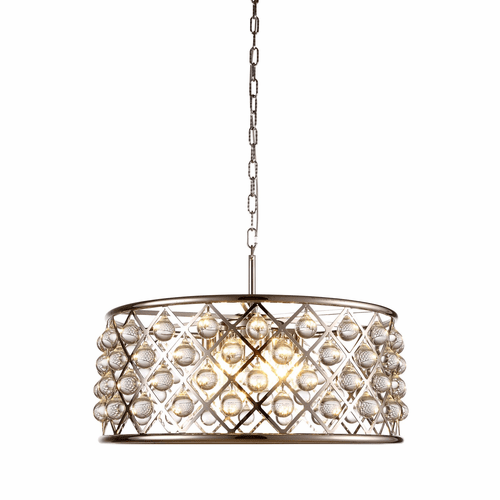 Elegant Madison 6-LT Polished Nickel Chandelier Clear Royal Cut Crystal - 1213D25PN/RC