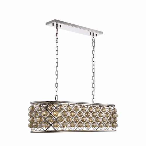 Elegant Madison 6-LT Polished Nickel Chandelier Golden Teak Royal Cut Crystal - 1216G40PN-GT/RC