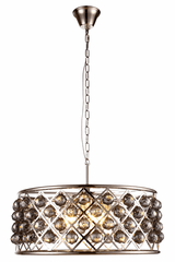 Elegant Madison 6-LT Polished Nickel Chandelier Silver Shade Royal Cut Crystal - 1214D25PN-SS/RC
