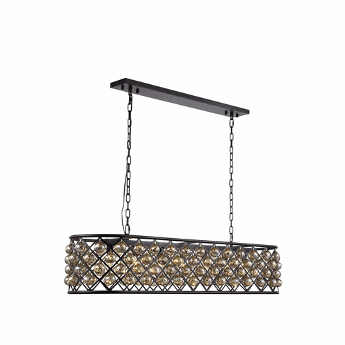 Elegant Madison 7-LT Matte Black Chandelier Golden Teak Royal Cut Crystal - 1216G50MB-GT/RC