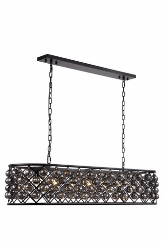 Elegant Madison 7-LT Matte Black Chandelier Silver Shade Royal Cut Crystal - 1216G50MB-SS/RC