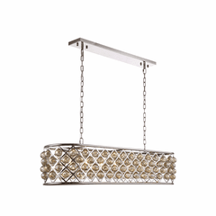 Elegant Madison 7-LT Polished Nickel Chandelier Golden Teak Royal Cut Crystal - 1216G50PN-GT/RC