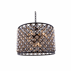 Elegant Madison 8-LT Matte Black Chandelier Golden Teak Royal Cut Crystal - 1206D27MB-GT/RC