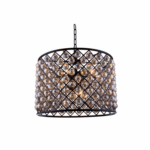 Elegant Madison 8-LT Matte Black Chandelier Golden Teak Royal Cut Crystal - 1206D27MB-GT/RC