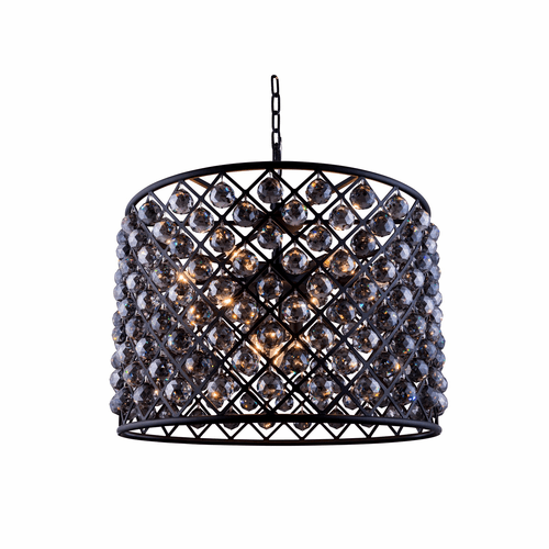 Elegant Madison 8-LT Matte Black Chandelier Silver Shade Royal Cut Crystal - 1206D27MB-SS/RC
